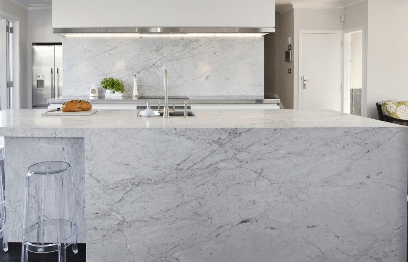 Carrara-style marble kitchen