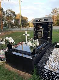 Black granite full kerbed memorial